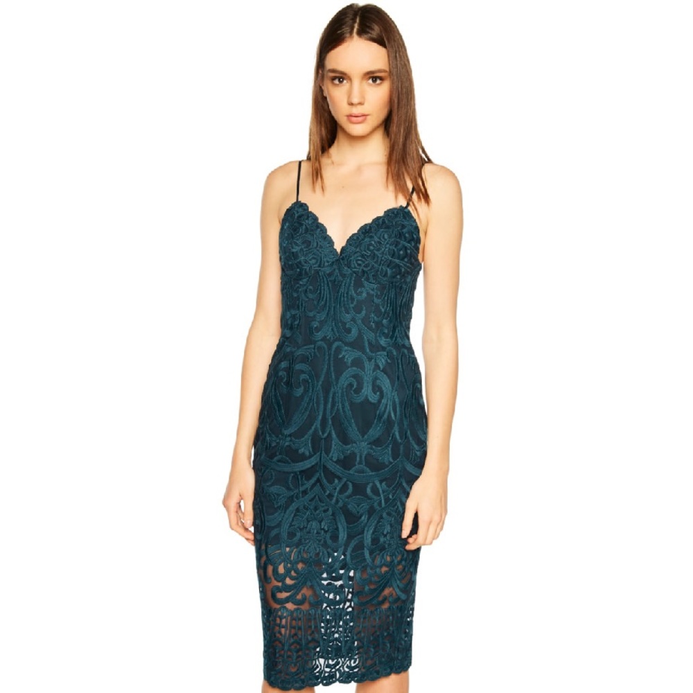 Bardot Gia lace pencil dress ash blue formal